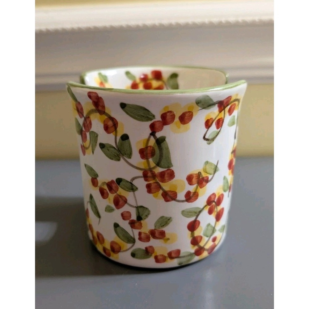 Packer Creek Pottery Jan Pugh Sponge Holder Handmade Ceramic Berries Leaves Vine